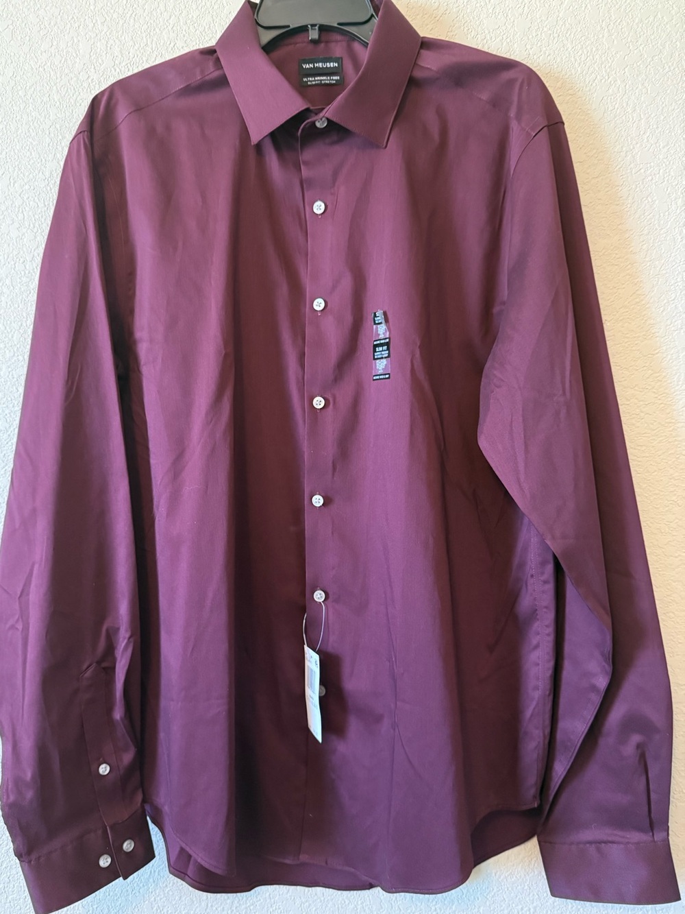 Van Heusen Men’s Burgundy Button-Down Dress Shirt